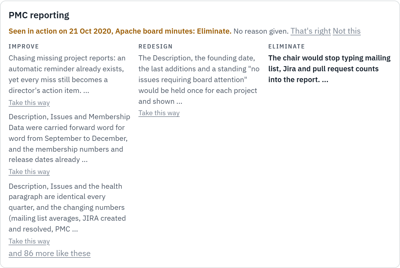 The card after the 2020 minutes were played back: part of the eliminate way, seen in action on 21 October 2020. The other ways stay on the table.