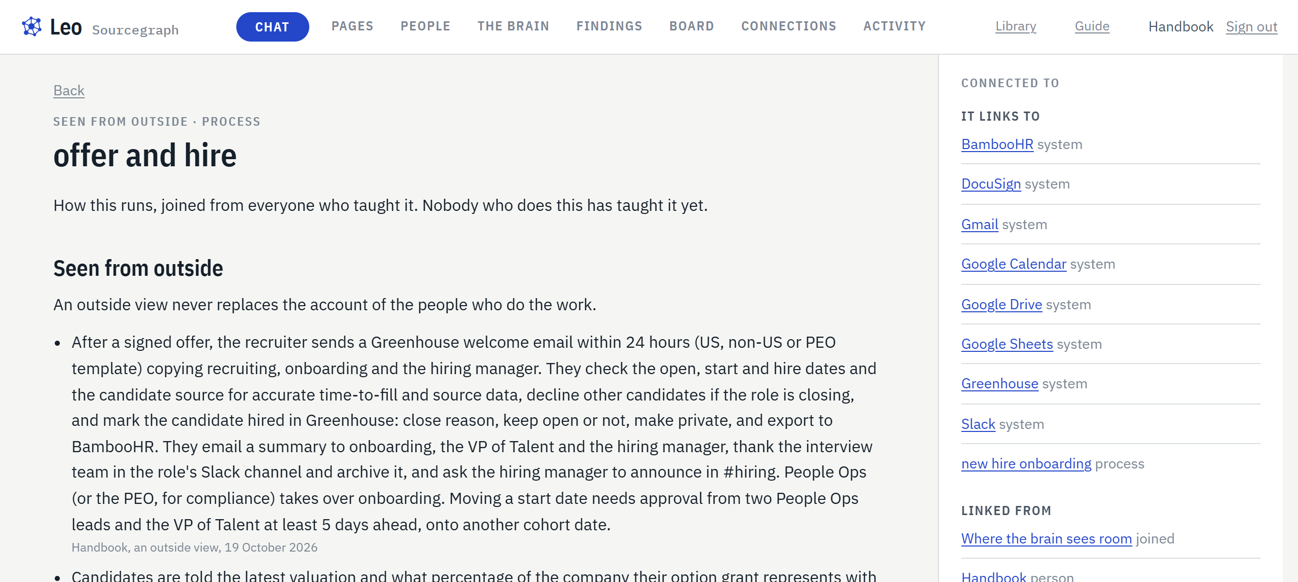 Leo's page for making an offer, joined from the recruiting, approval and offer letter steps.
